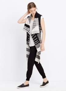 VINCE - Graphic Stripe Asymmetric Drape Vest
